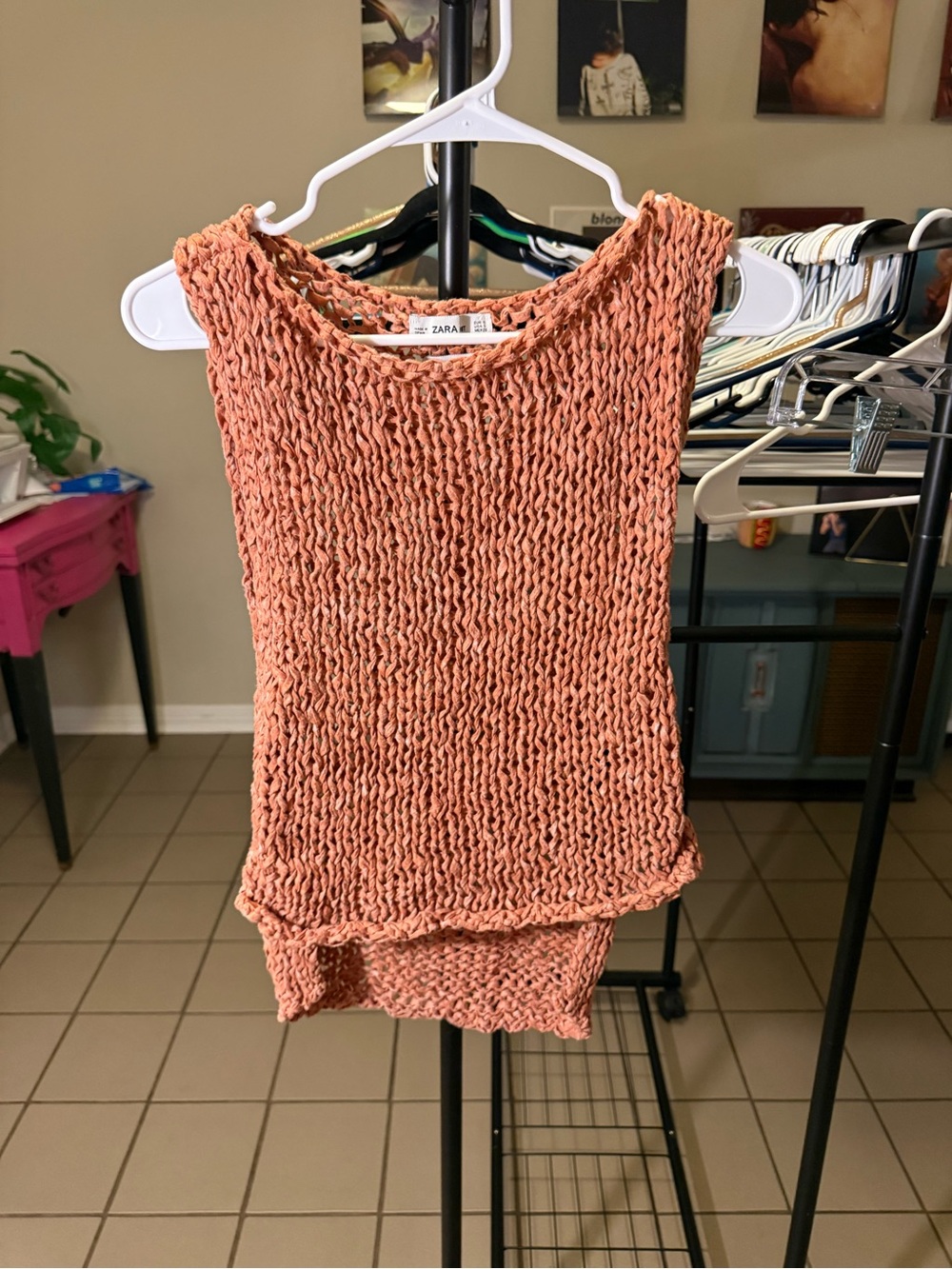 Zara Peach Knit Sleeveless Top